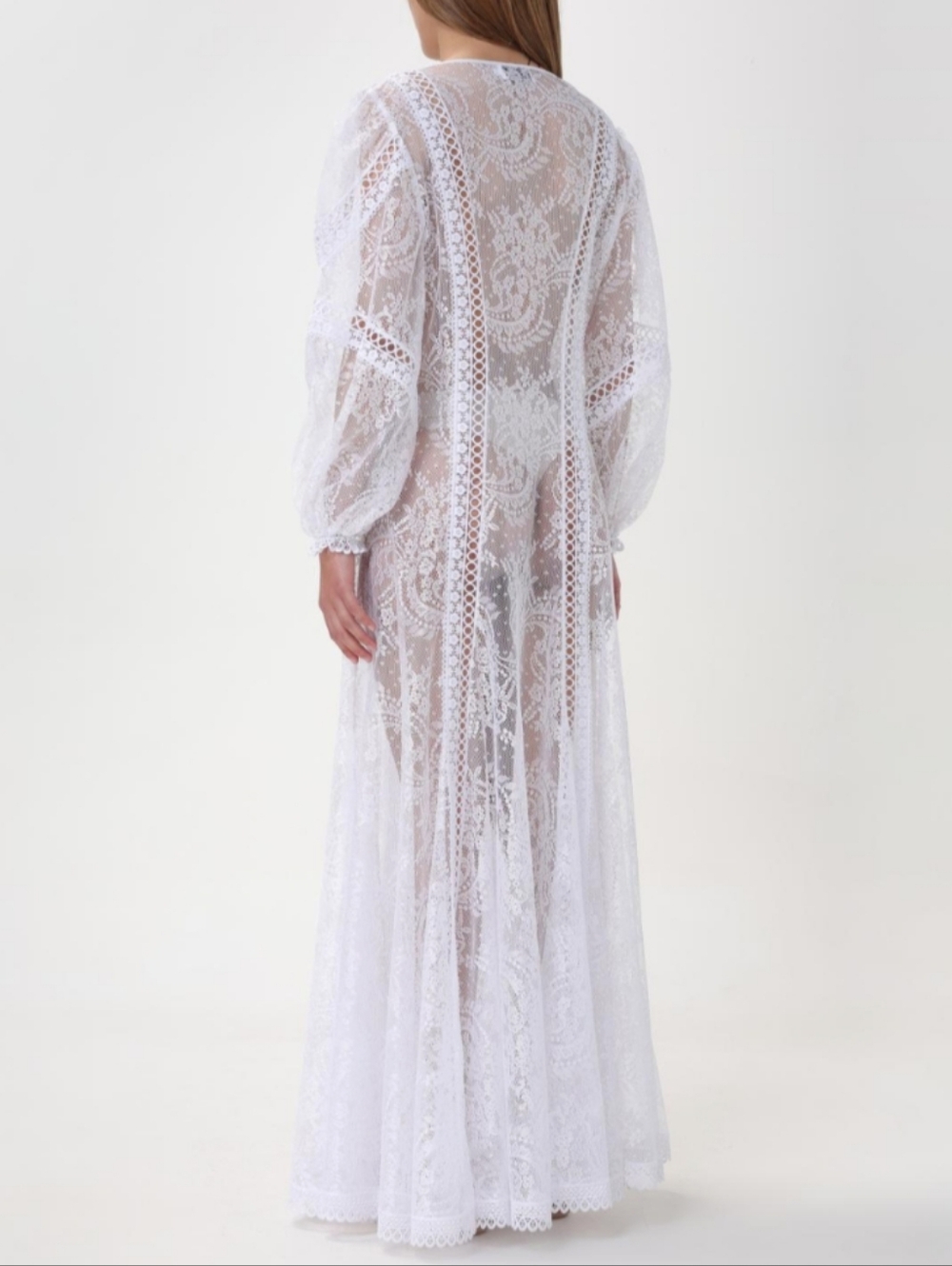 Charo Ruiz Lodie White Embroidered Lace Maxi Cover Up - Picture 5 of 8